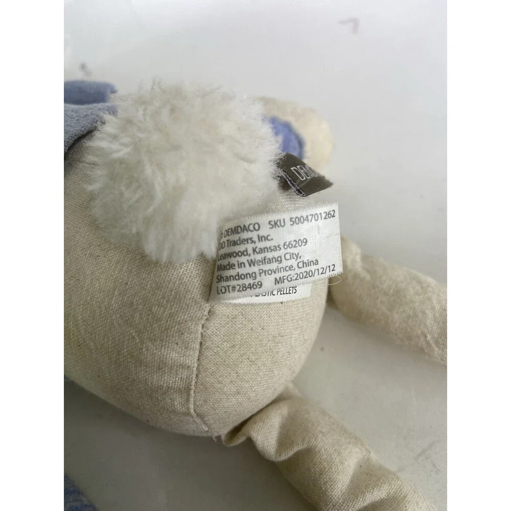 Demdaco Blue Bunny Linen Plush Stuffed Toy Animal Easter